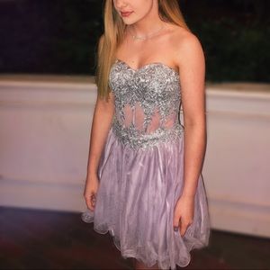 Camille La Vie Grey / lavender strapless size 3